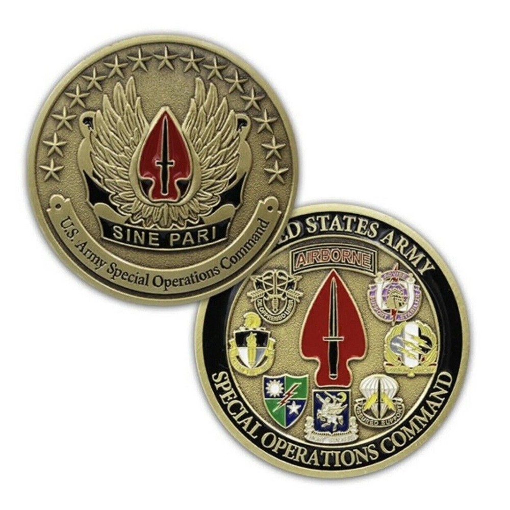 SINE PARI USASOC SPECIAL OPERATIONS COMMAND ARMY CHALLENGE COIN