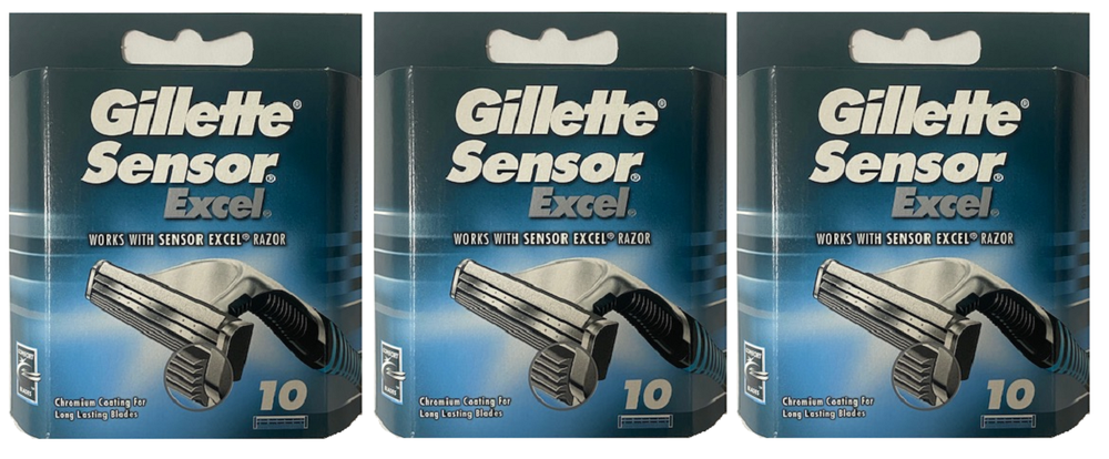 Gillette Sensor Excel Chromium Coated Razor Blade Refills - 30 Cartridges