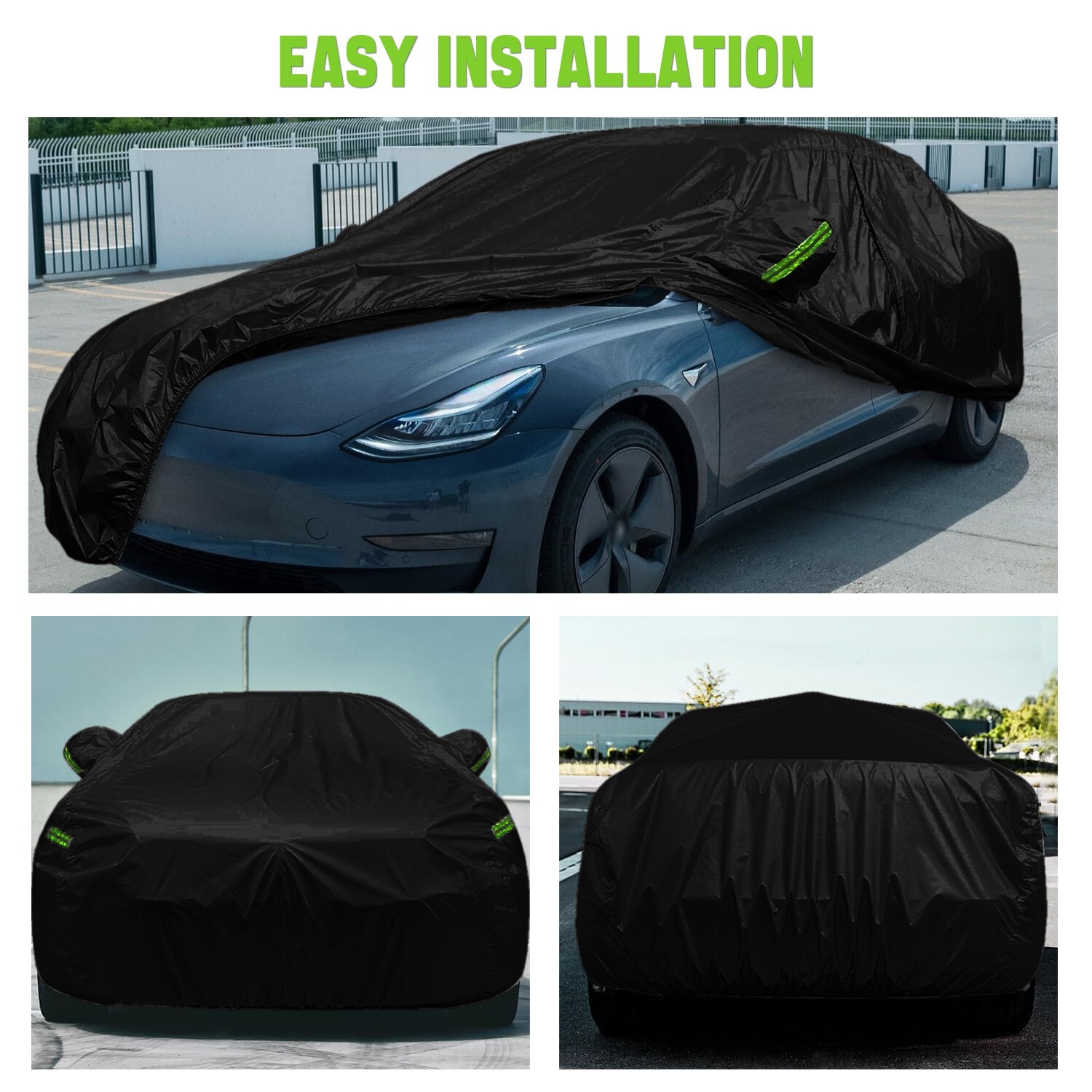 Full Car Cover For Mercedes-Benz UV Snow Dust Rain Resistant Protection Black