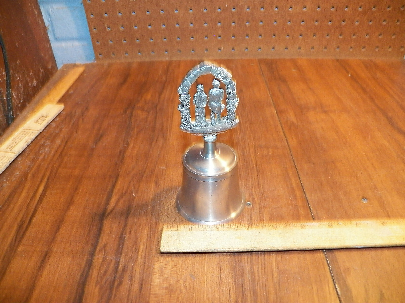 Vintage CROWN & ROSE Pewter "WEDDING BELL"