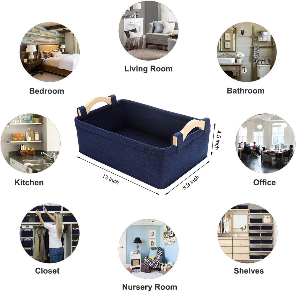 Rectangle Storage Baskets Navy Blue Storage Baskets Soft Decorative Nursery Bins