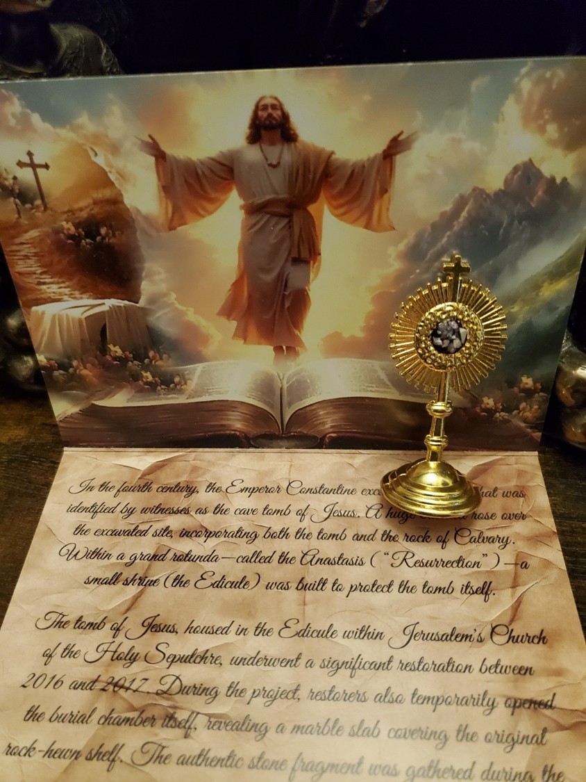 Tomb of Jesus Reliquary with Stone From Tomb of Jesus Holy Sepulchre