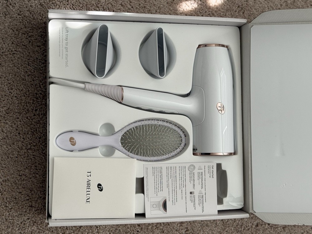 T3 AireLuxe Professional Hair Dryer White Brush Ionic Volume Boost MISSING ROUND