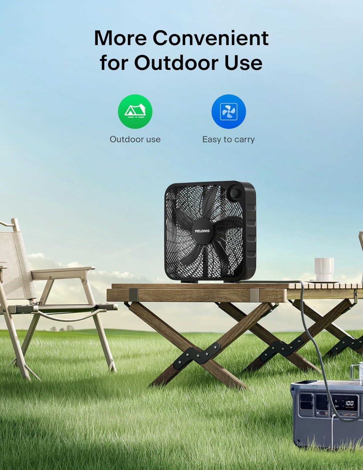 Pelonis 20In Box Fan – 3 Speed 25ft/s, Floor Fans Superior Air Throw (2295 CFM)