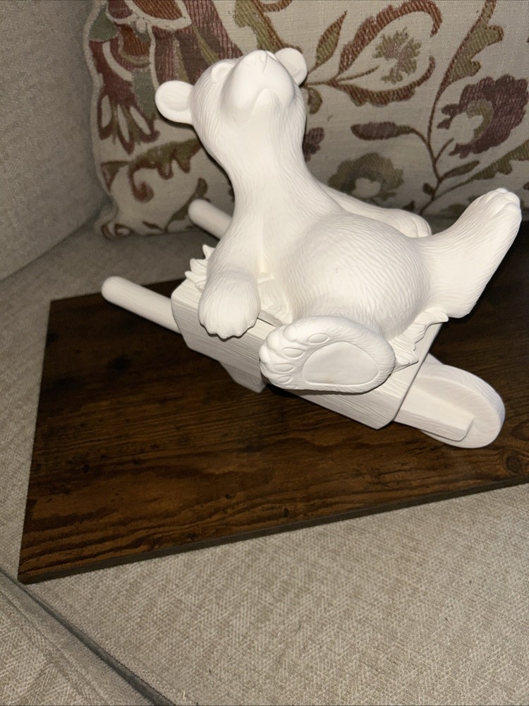 Ceramic Bear In A Wagon Ready To Paint Two Piece, Ceramic Bisque