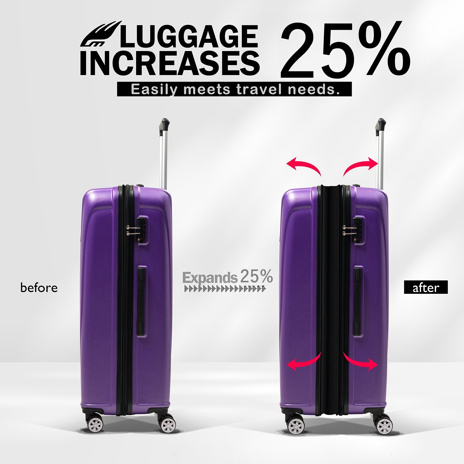 Luggage Sets 3 Piece Expandable Suitcase TSA Lock Double Spinner Wheels HardSide