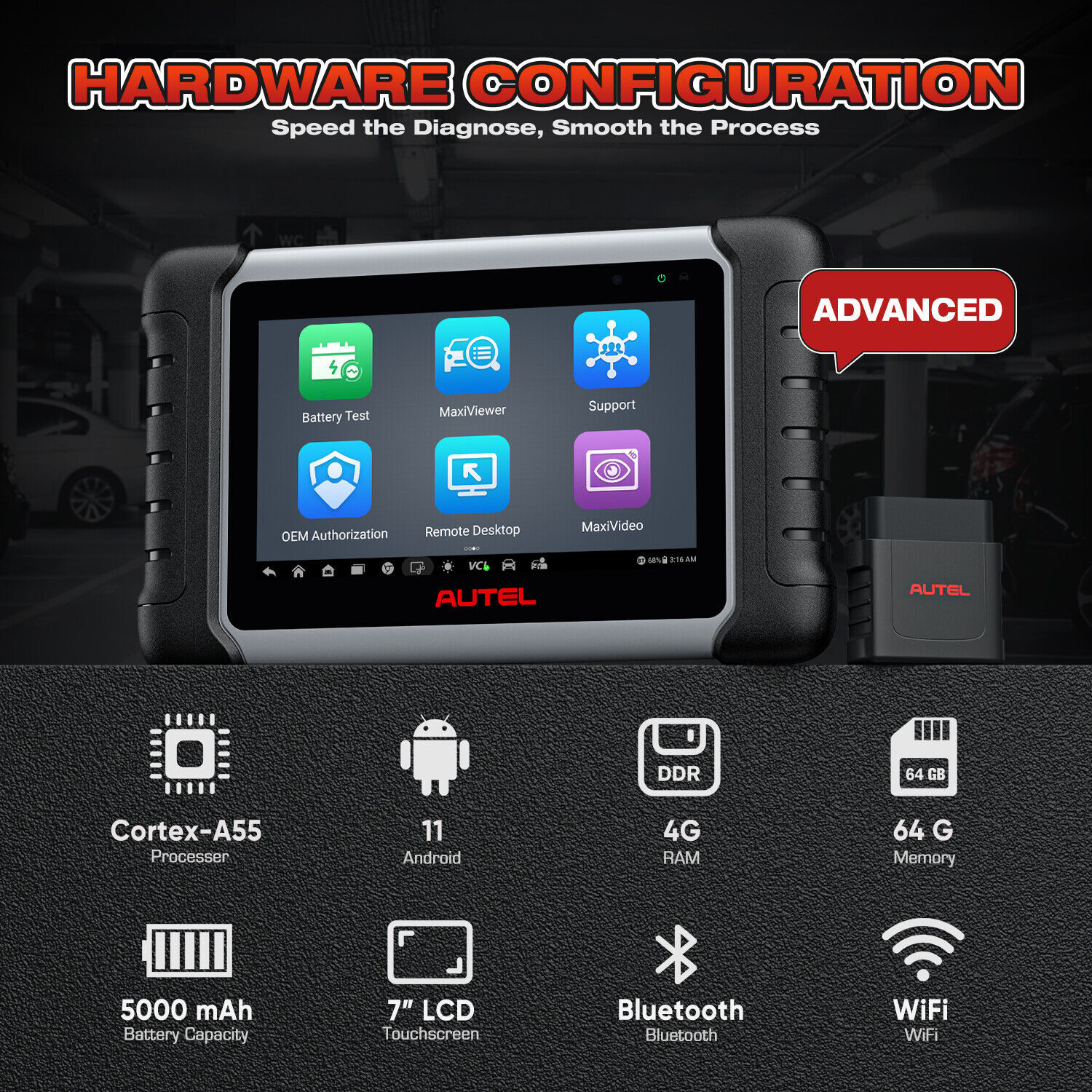 2023 Autel MaxiCOM MK808BT PRO Diagnostic Scanners Active Test Update of MK808S