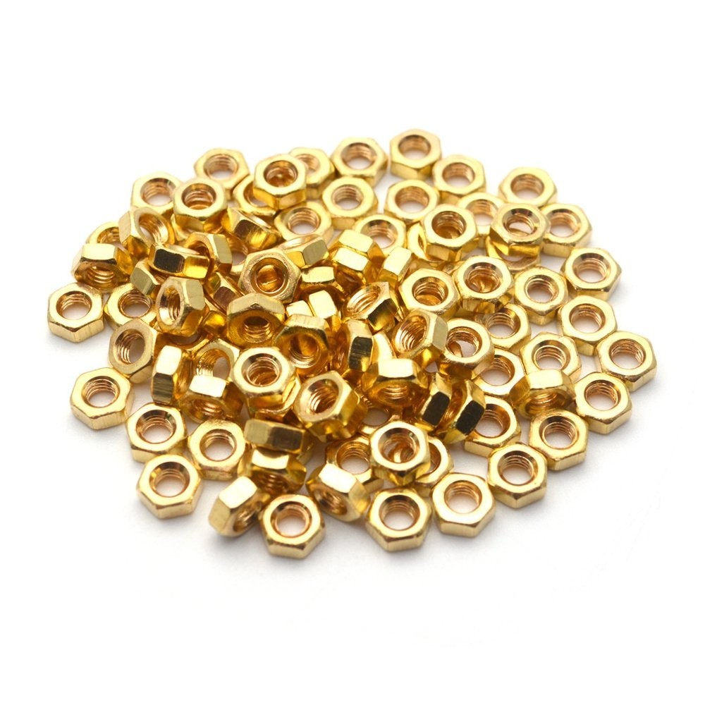 M3 Nut, 100Pcs Brass Hex Nuts, Internal Threaded Hexagon Hardware Nuts, Metri...