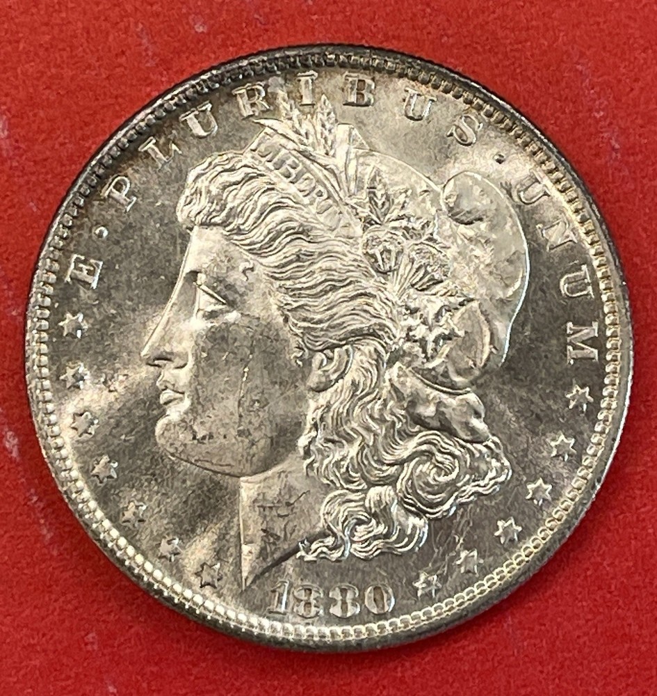 1880 S Morgan Silver Dollar, Gem Uncirculated.