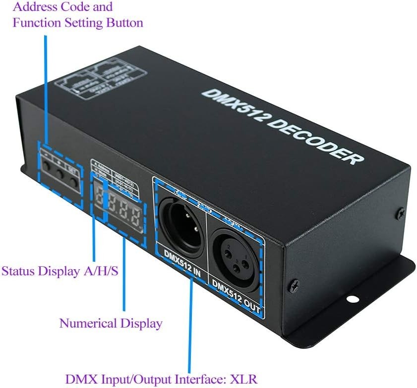 Compact 4-Channel LED DMX Decoder with Digital Display - Modern Dimming Solution