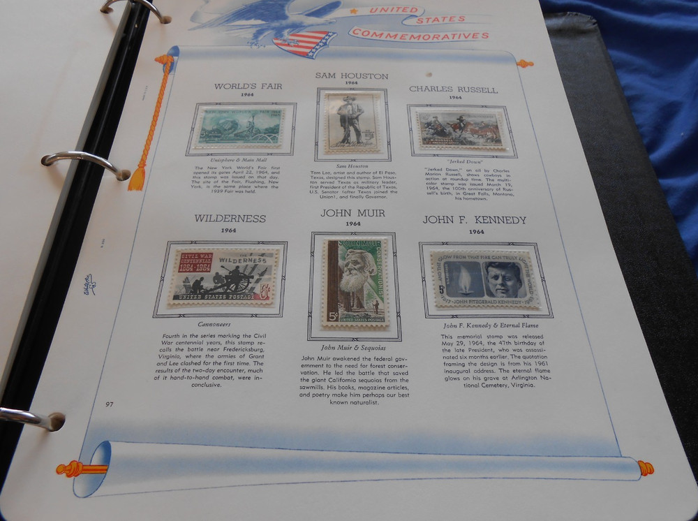 WHITE ACE COMMEMORATIVE STAMPS OF THE UNITED STATES ALBUM WITH DUST COVER & BOX