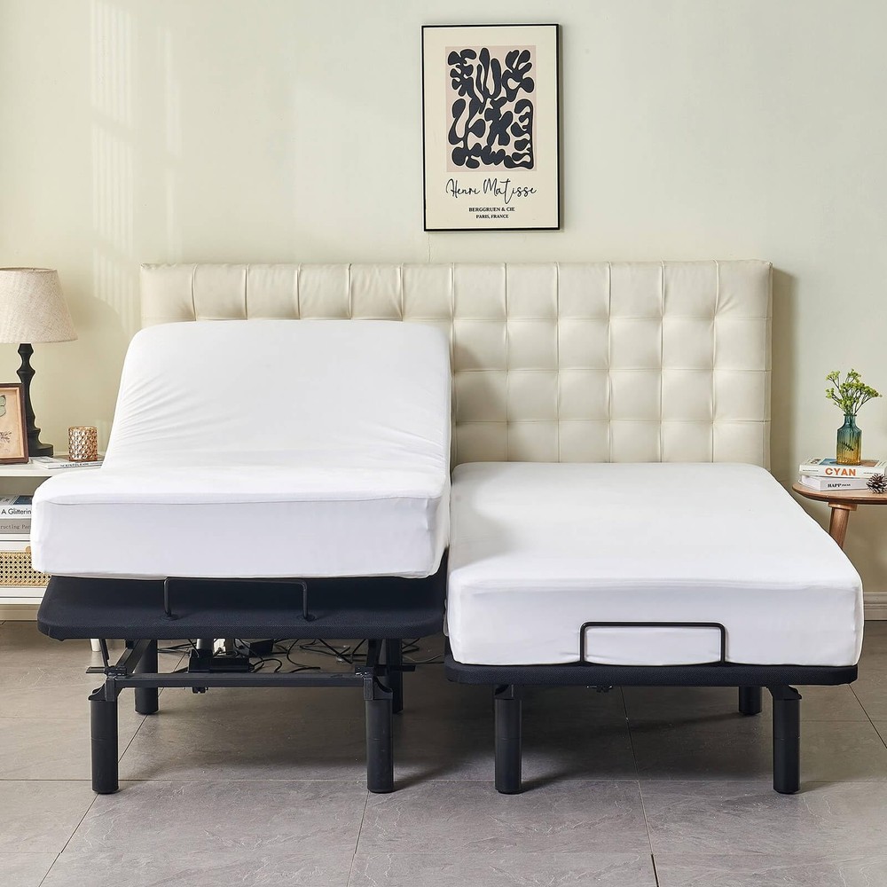 Waterproof Split King Mattress Protector for Adjustable Beds Soft Cooling Bam...