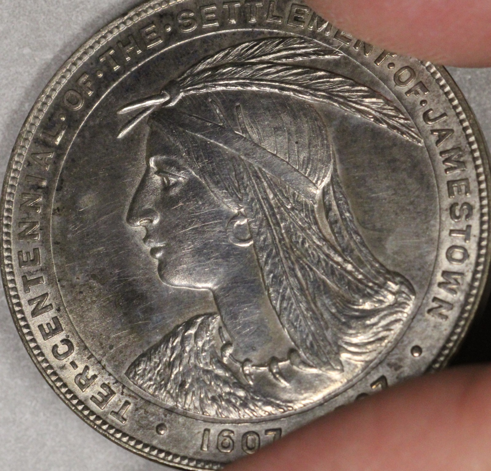 1907 Jamestown Tercentennial Exposition Pocahontas Silver Medal HK-344