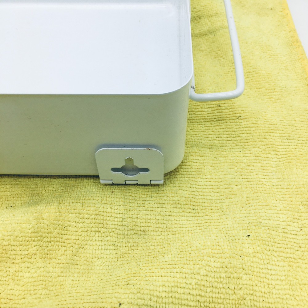 Vintage White Solid Steel Container Storage Tool box 7"X10" Medium