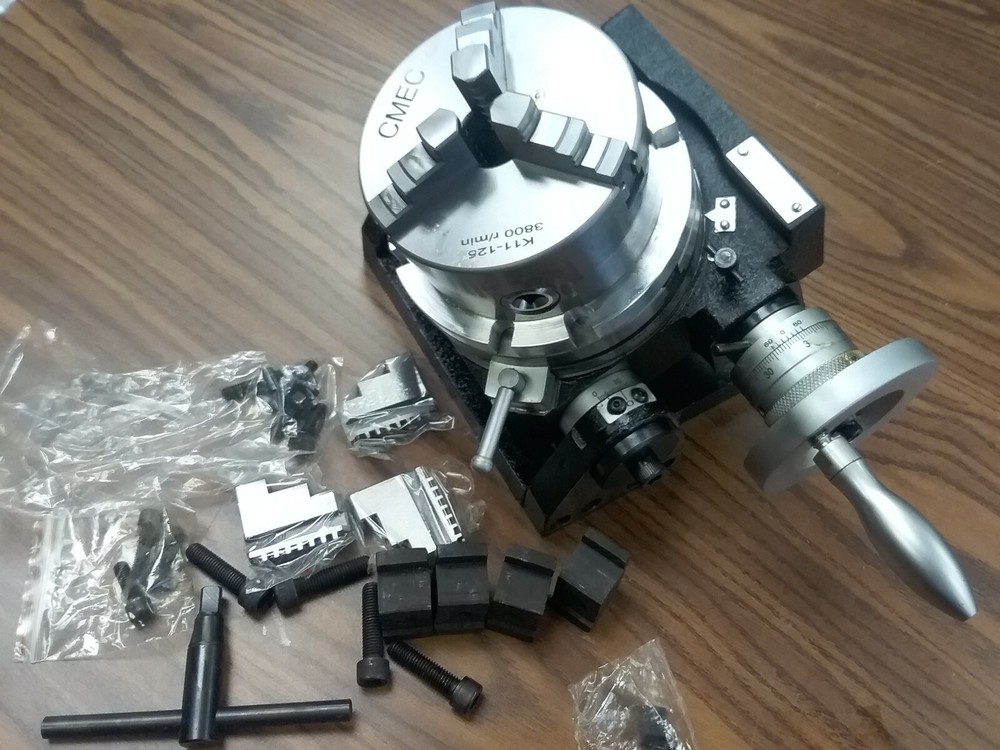 6" TILTING ROTARY TABLE, heavy duty, Centering adapter & 5" chuck #TSK-150-NEW