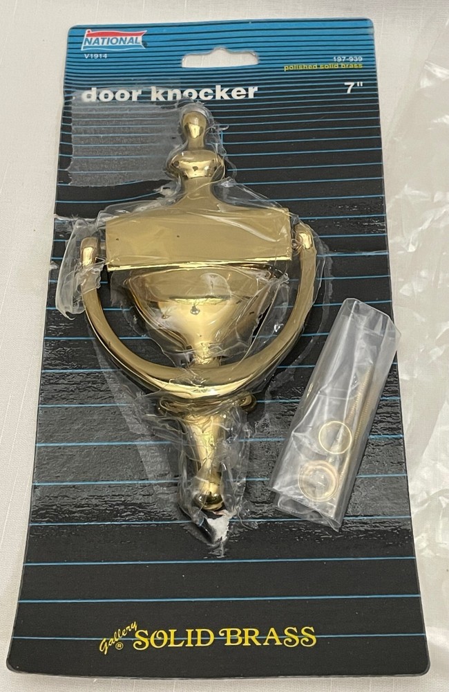 Large 7" Solid Brass Door Knocker National NOS in Package