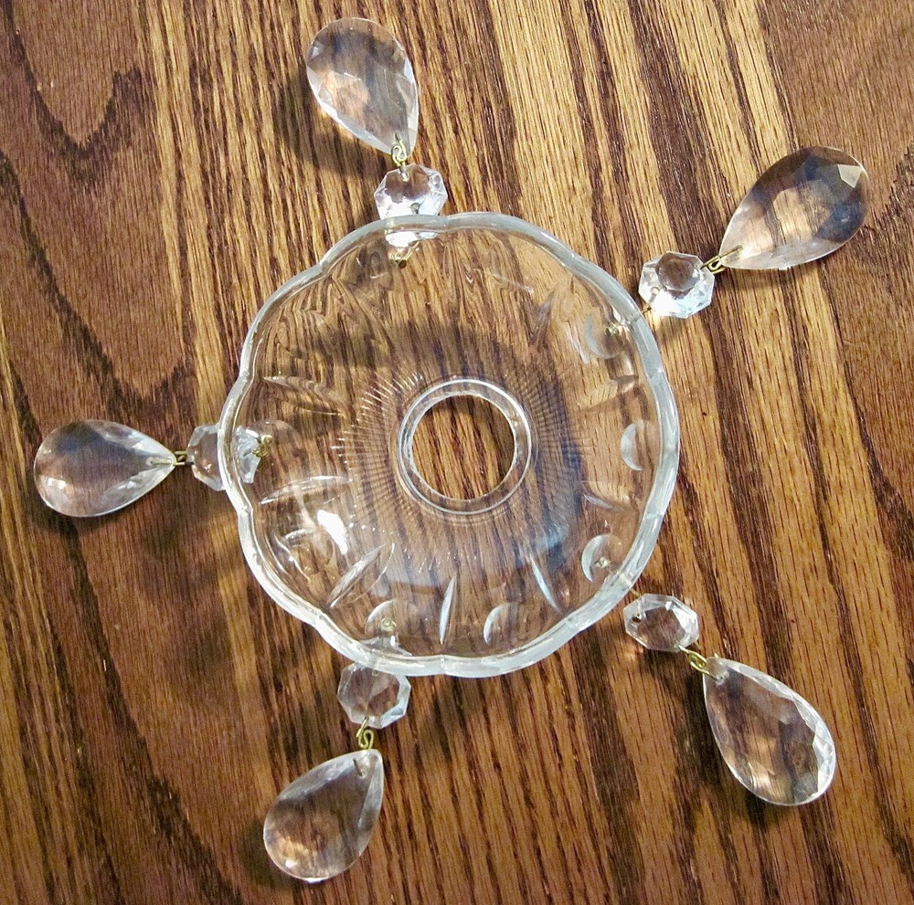 Vintage Crystal Bobeche Cup 4 Tear Drops plus Misc.