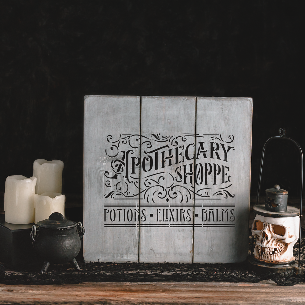 Apothecary Shoppe Stencil - Durable & Reusable Mylar Stencils