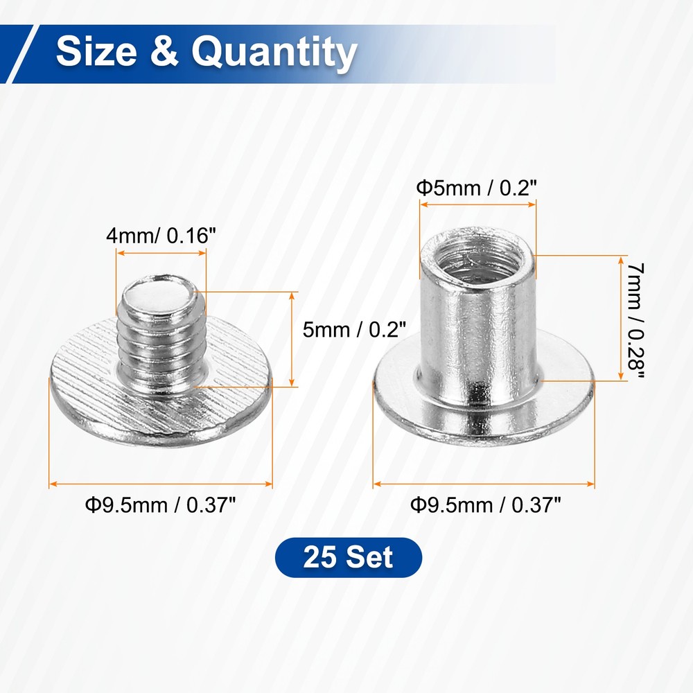 25set Phillips Chicago Screw M5x7mm Binding Post Screw, White