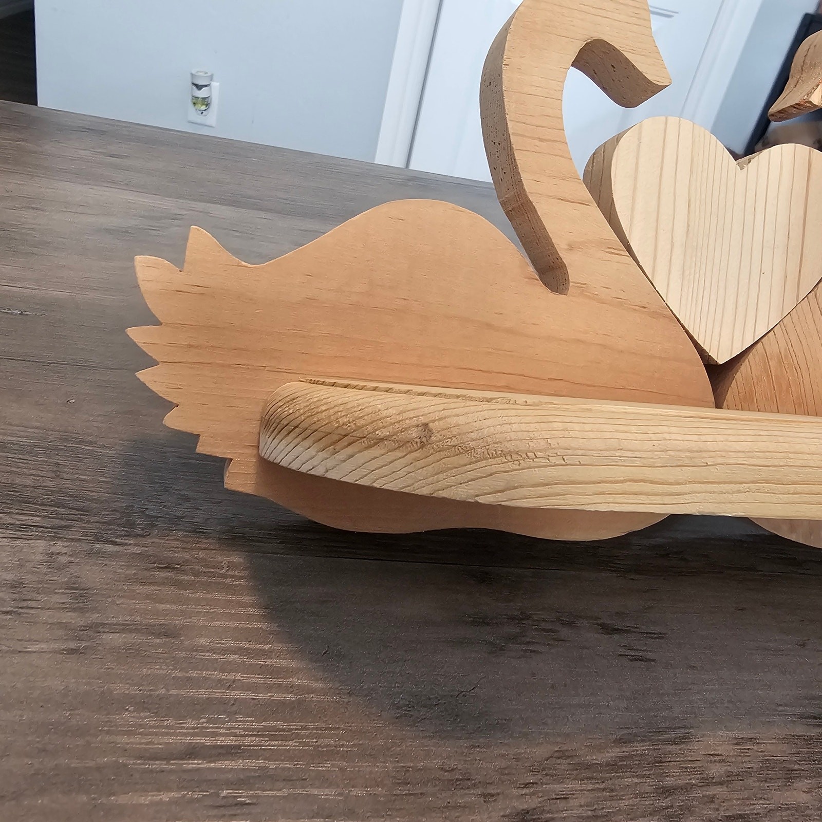 Vintage Wood Swan Shelf Wall Mount 90s Heart Cottage Coquette Decor Ducks Birds