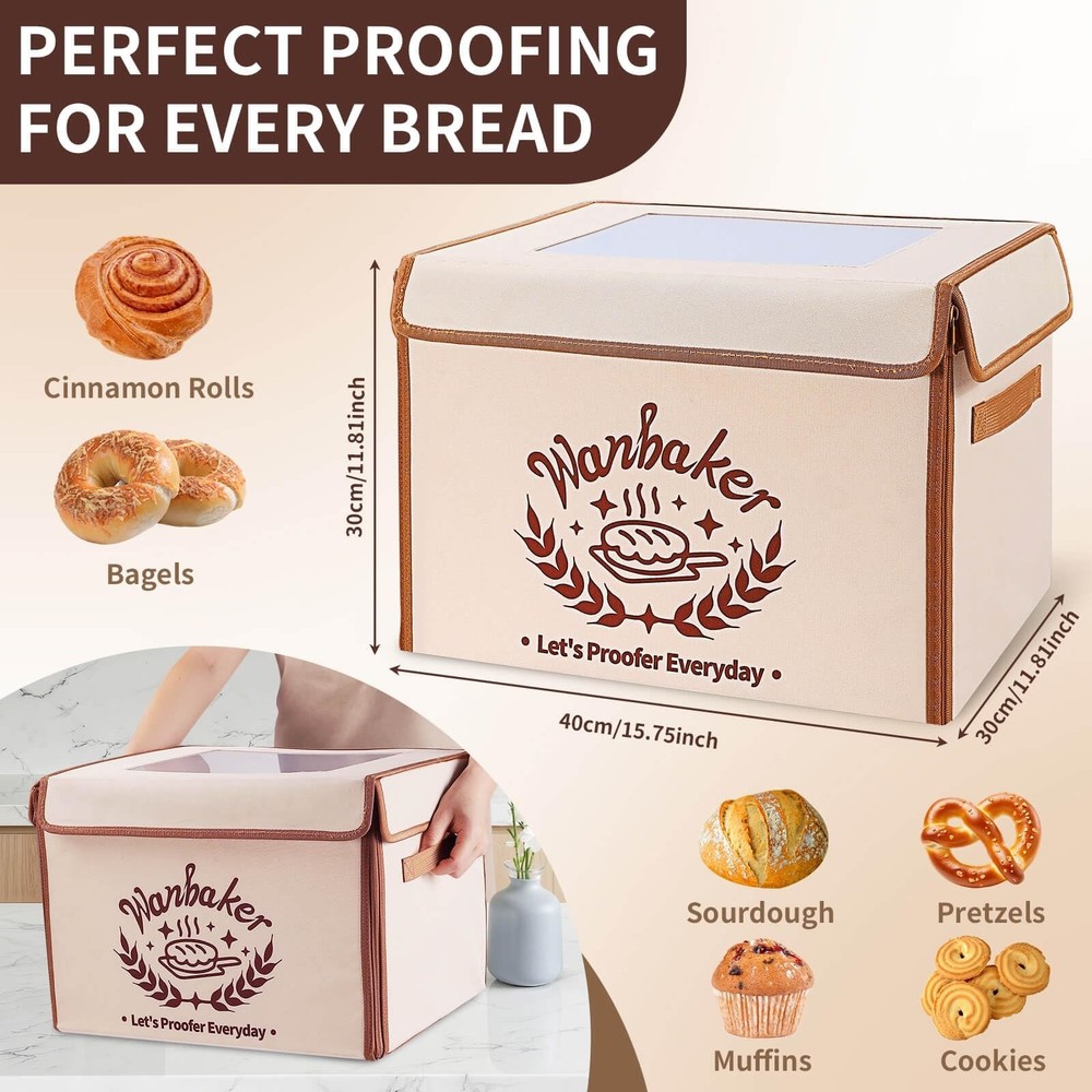 Folding Bread Proofing Box 68-131℉ Temp Control & 99H Timer, Wanbaker Doug