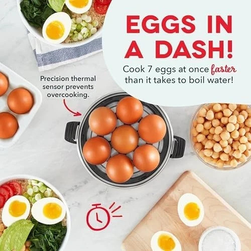 DASH Electric Rapid Egg Cooker, 7 Egg Capacity, Black