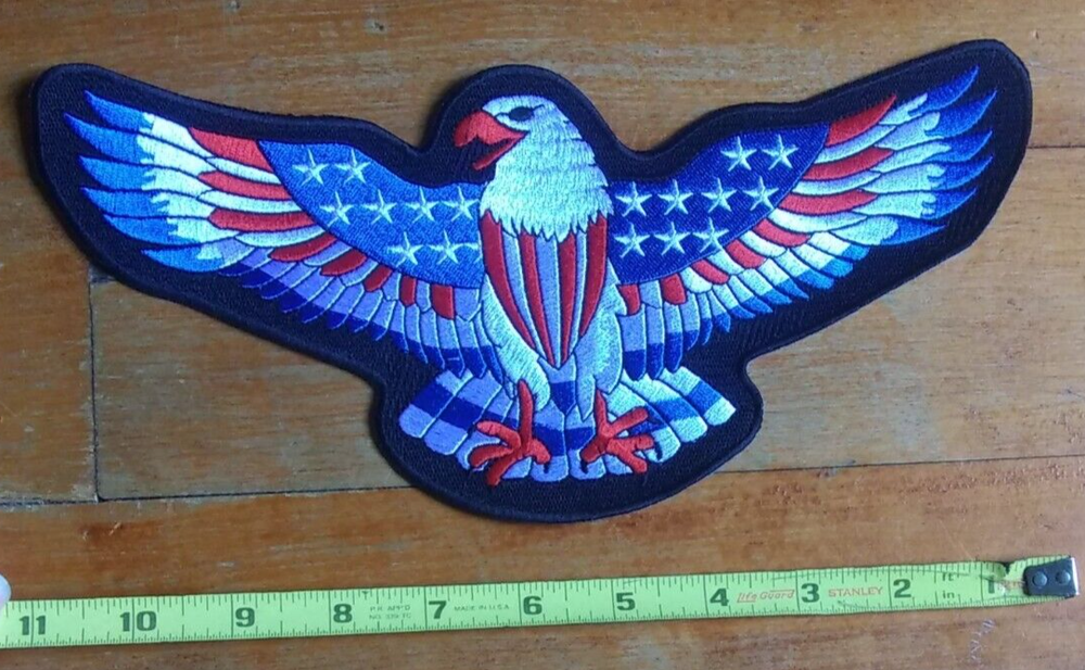 LARGE AMERICAN EAGLE USA FLAG BIKER MILITARY JACKET BACK PATCH