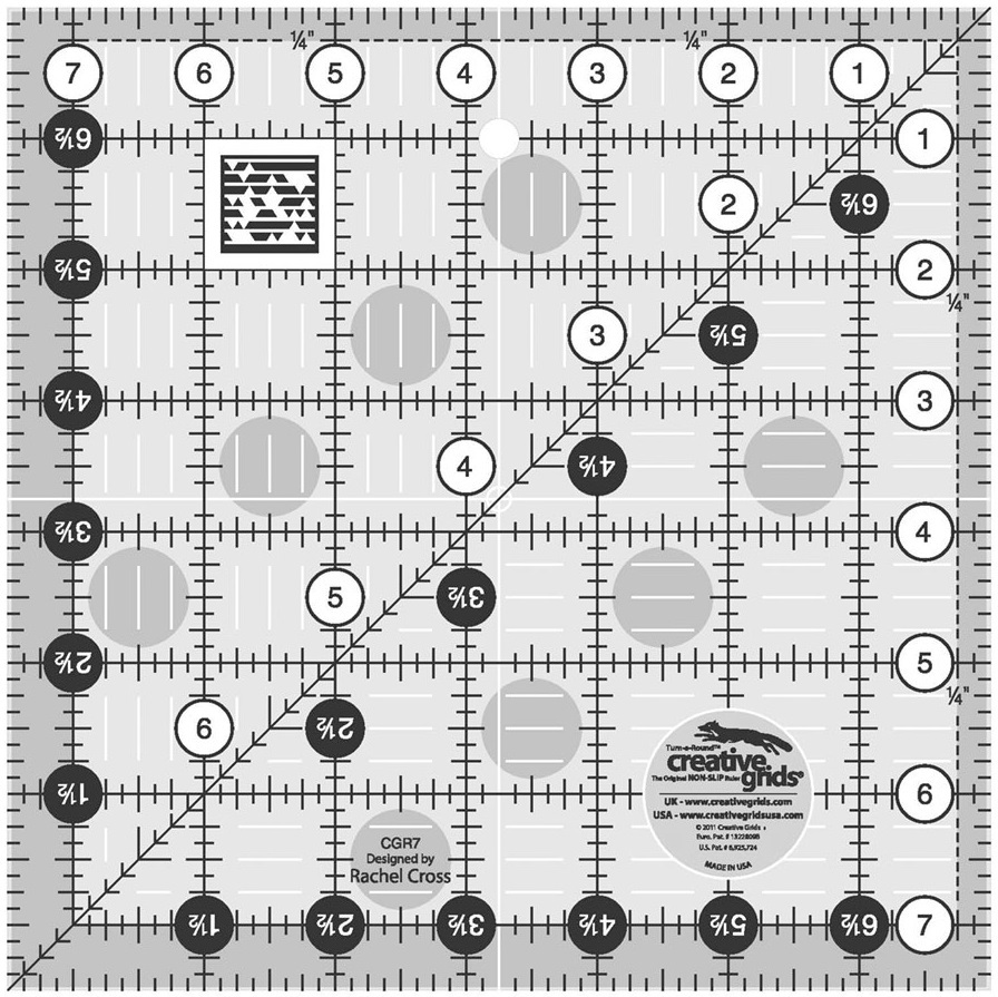 Creative Grids 7 1/2" Square Ruler Sewing and Quilting Ruler