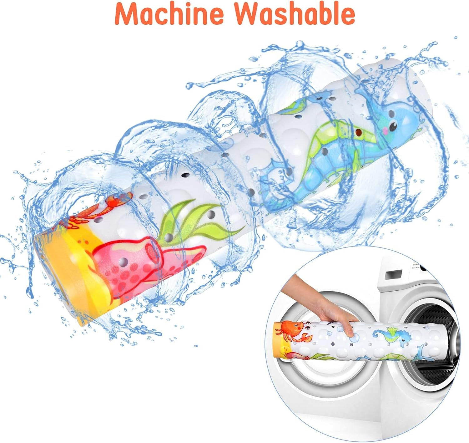 Kids Bath Mat for Tub Non Slip, 27.5In X 15In Large Cartoon anti Slip Toddler Ba