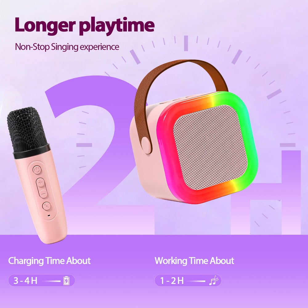 Portable Mini Karaoke Machine with Wireless Microphones and Bluetooth Speaker