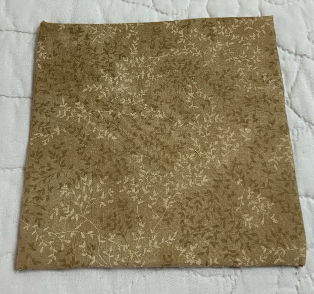 Antique Patchwork Quilt Table Topper, Nine Patch, Triangle, Early Calicos, Brown