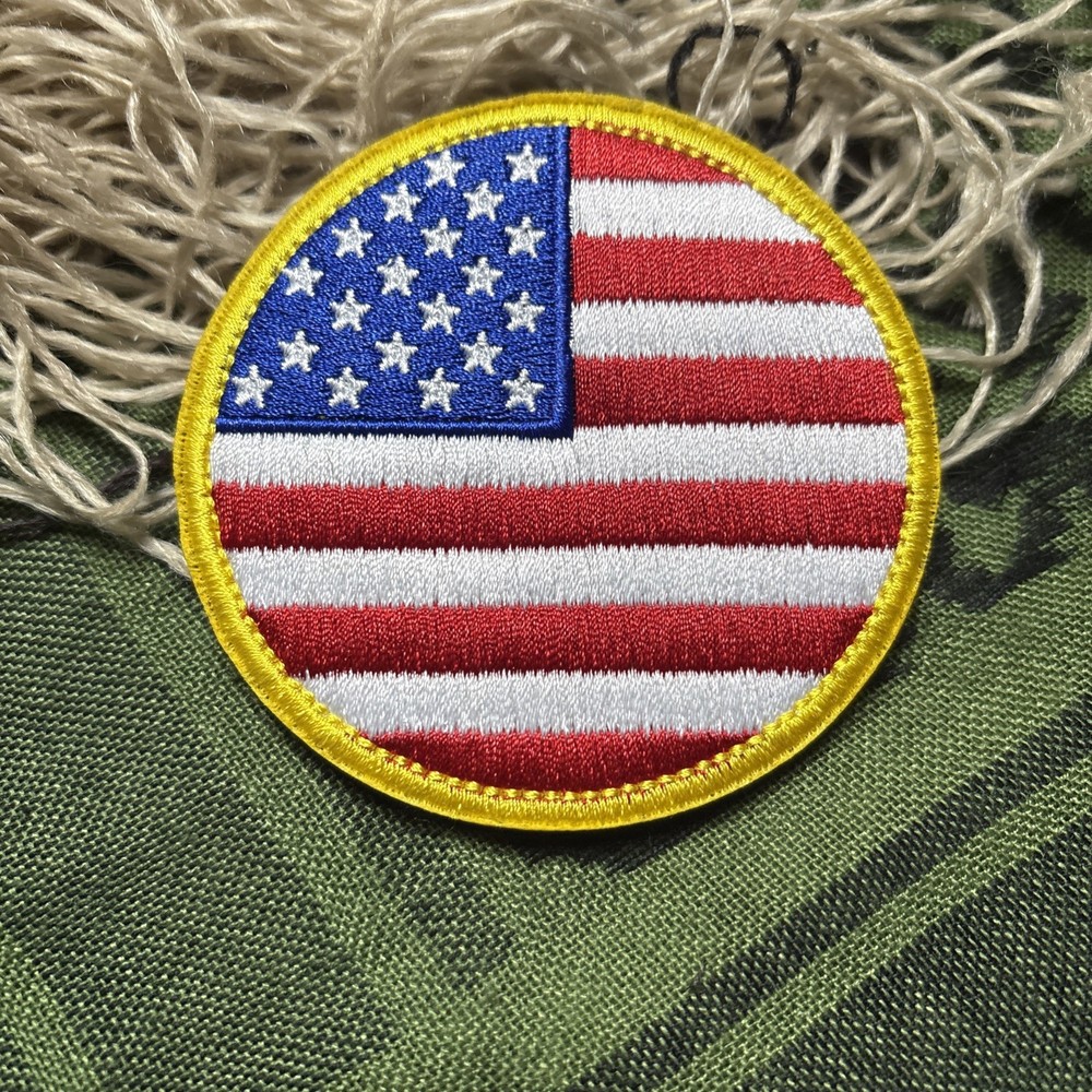 Round USA Patch ~3x3” Hook & loop Tactical Gear Patch
