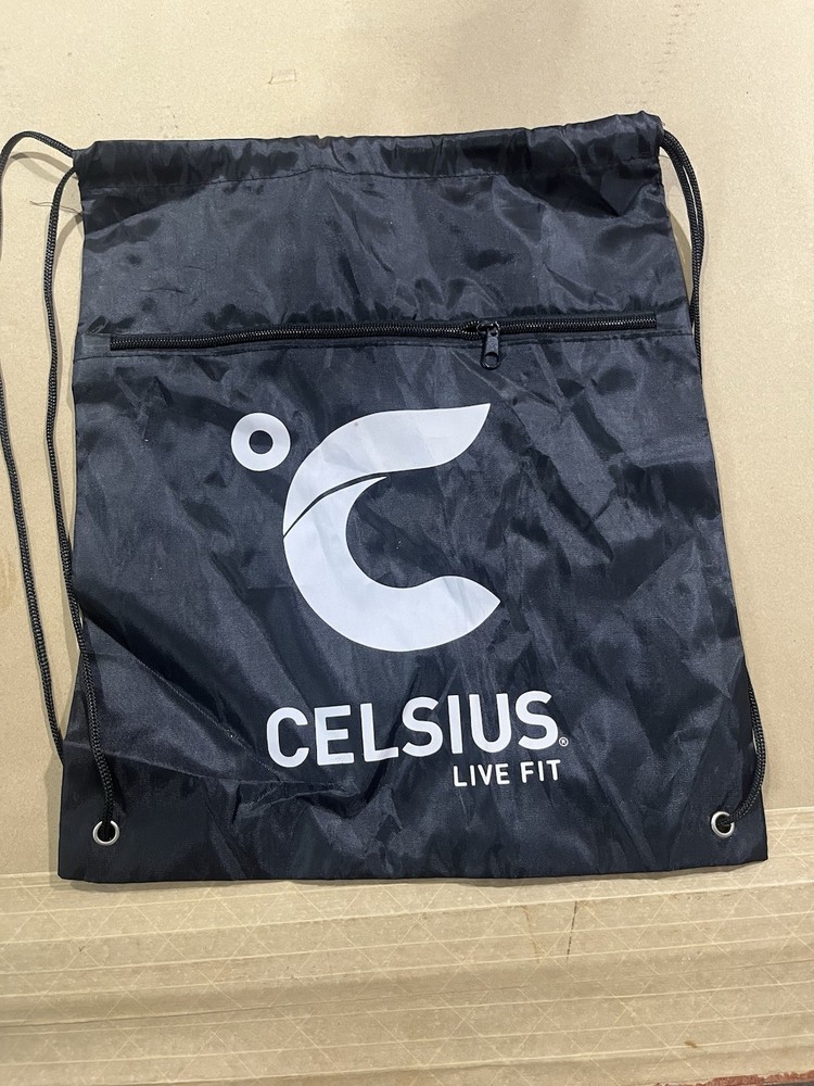 Celsius Energy Drink Drawstring Bag Black New