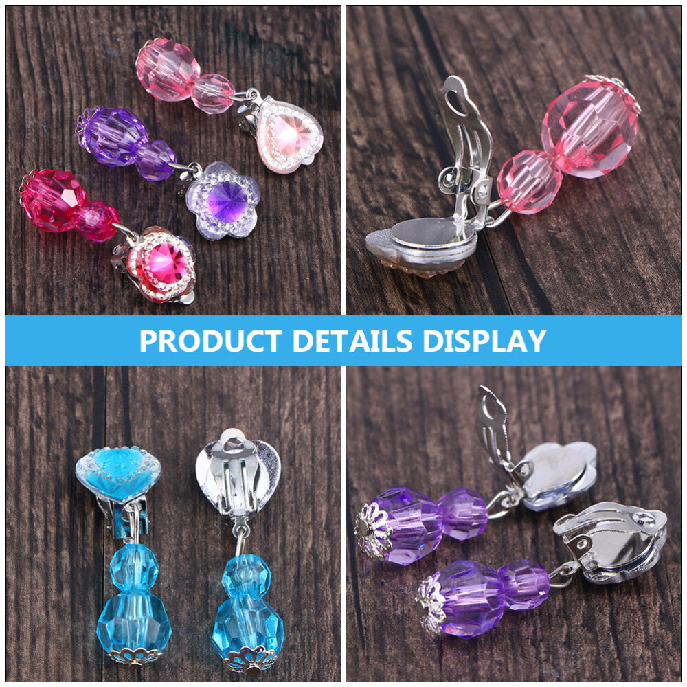 8 Pairs Girl Jewelry Toy Clip On Earrings for Girls Girls Birthday Party Favor