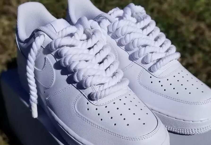 Nike air force 1low Triple White Rope Lace Custom Size 10.5 men