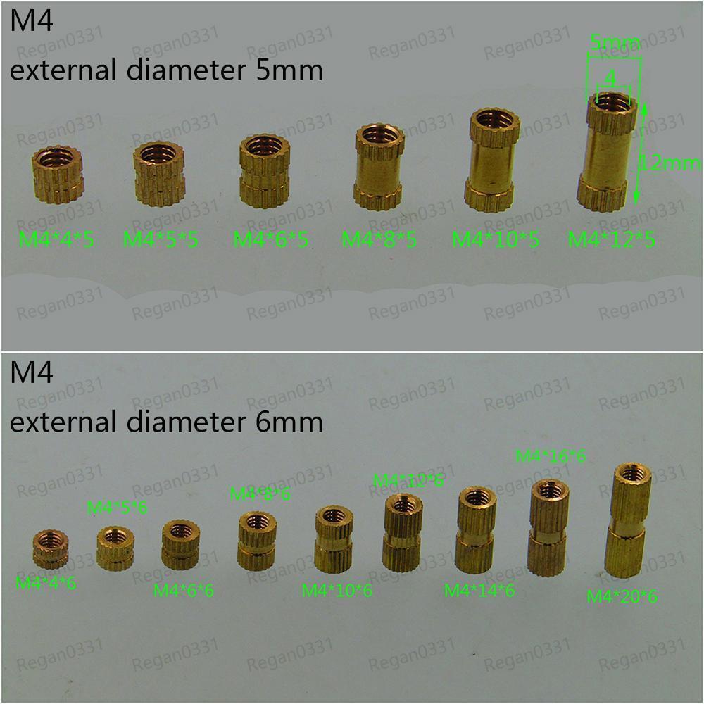 M2 M2.5 M3 M4 M6 Brass Cylinder Knurled Threaded Round Insert Embedded Nuts