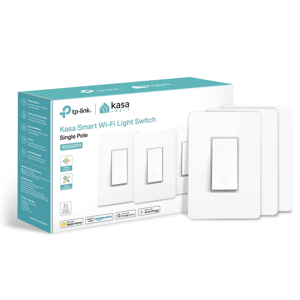 Kasa Apple Homekit Smart Light Switch KS200P3, Single Pole, Neutral Wire Require
