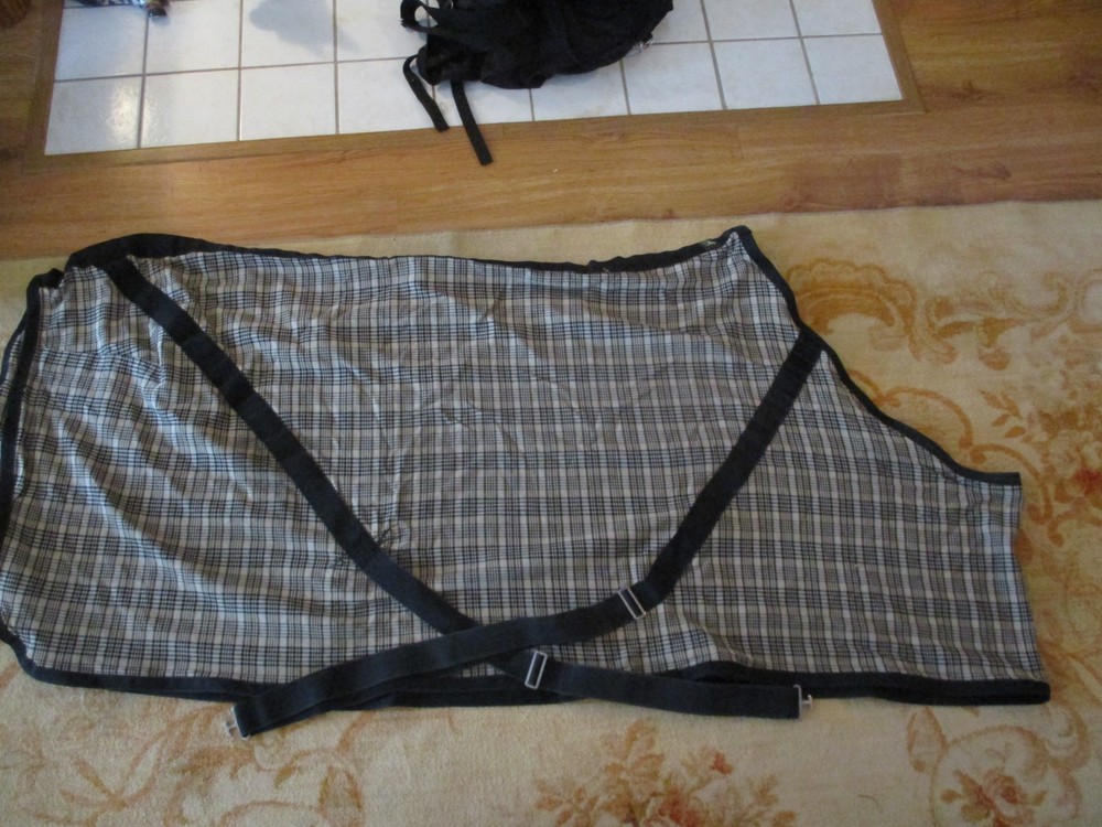80'' JACKS MANUFACTURING STABLE SHEET BLACK PLAID 3.4 # CLOSED FRONT