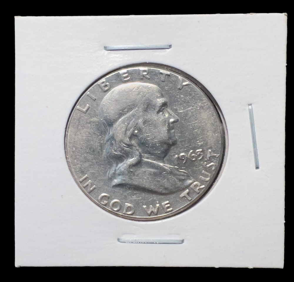 1963 Ben Franklin US Half Dollar  • 90% Silver  • High Grade Beautiful Luster