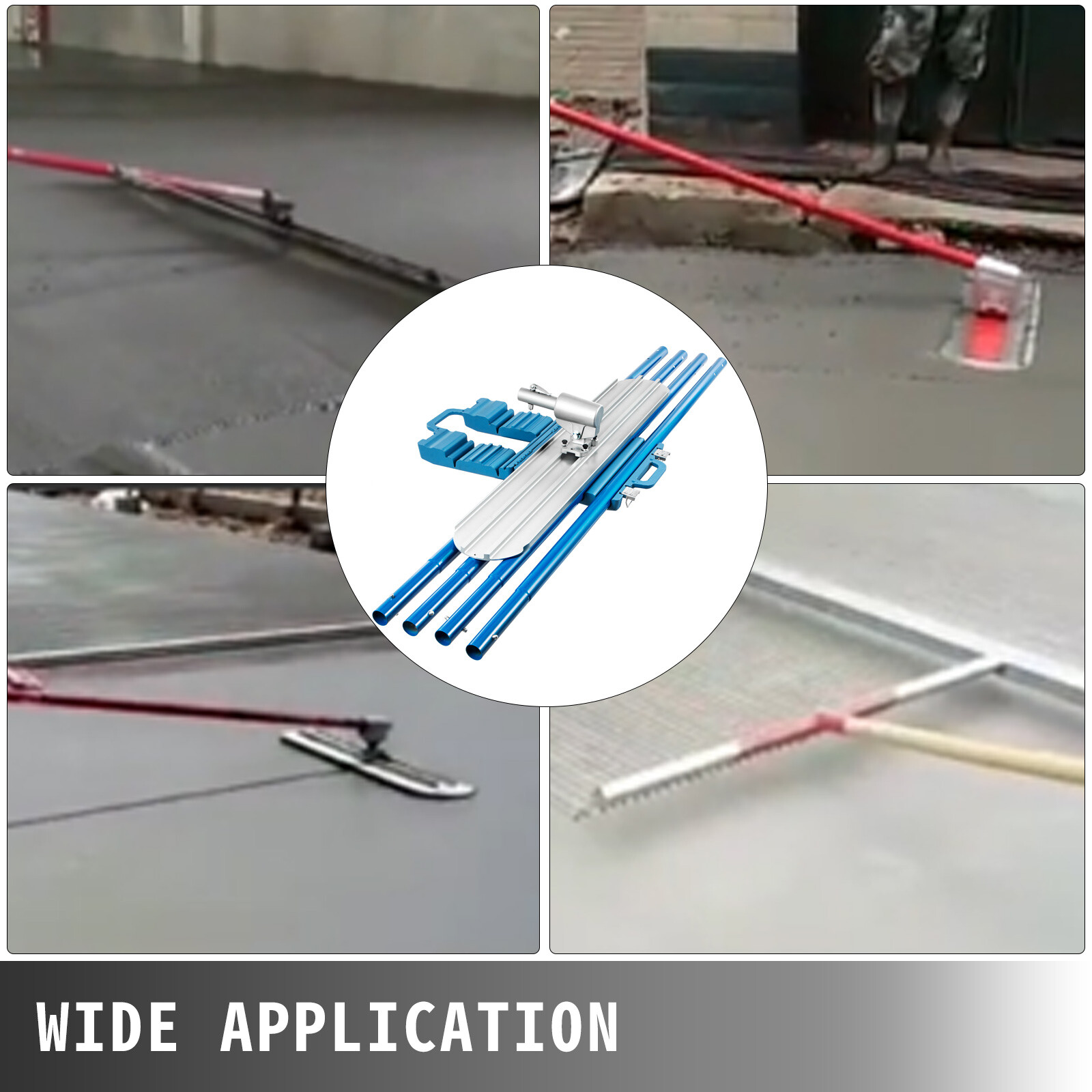 VEVOR Bull Concrete Float 48"x8" Concrete Tool Trowel Float 4 Handle Round End