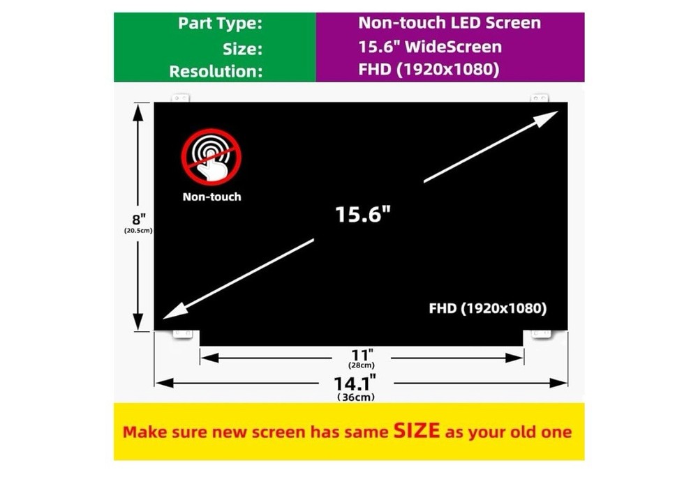 15.6'' Non-Touch 30Pin Replacement Screen Compatible with B156HAN01.1