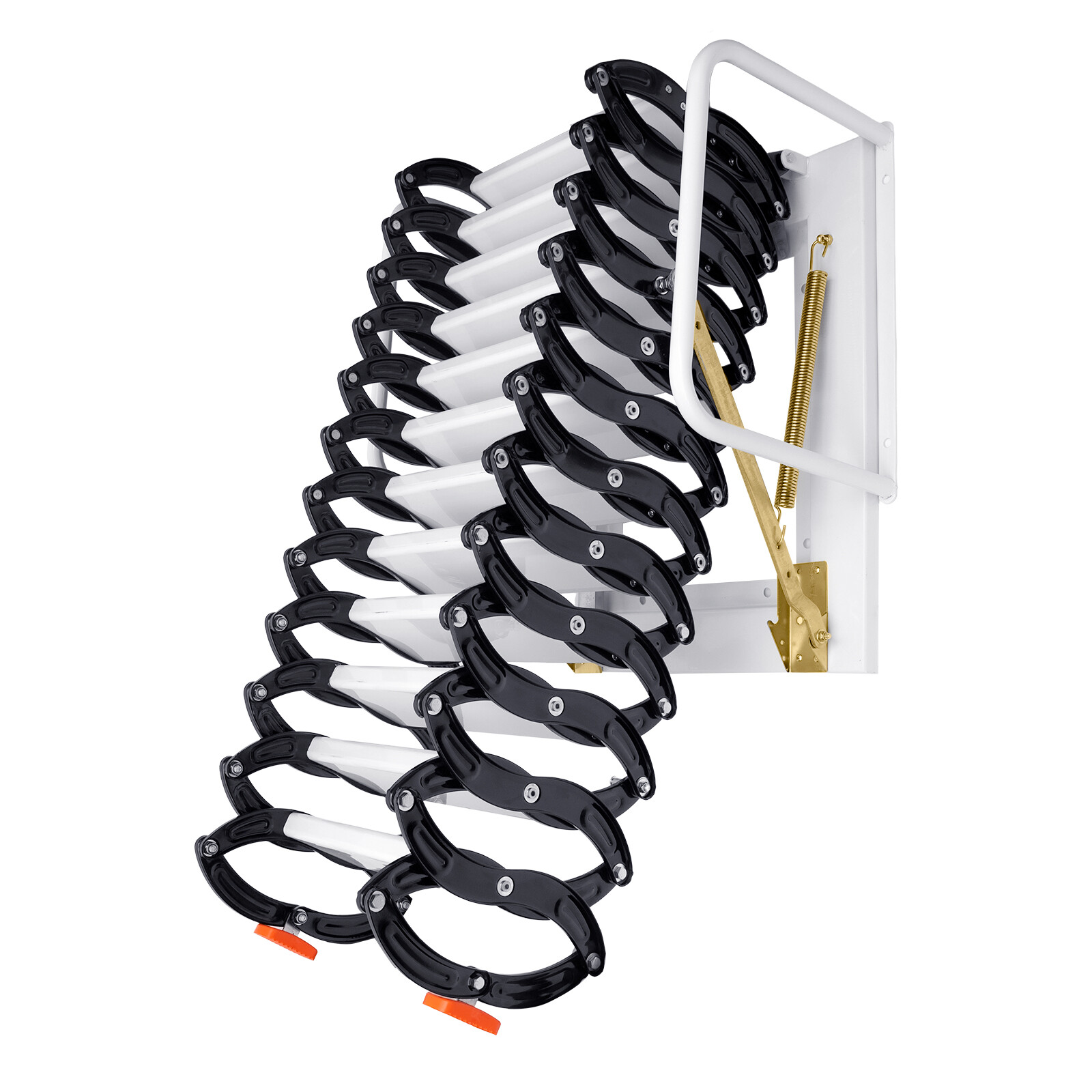 10ft Pull Down Folding Attic Ladder 12 Steps Anti-slip Wall-mounted Stairs