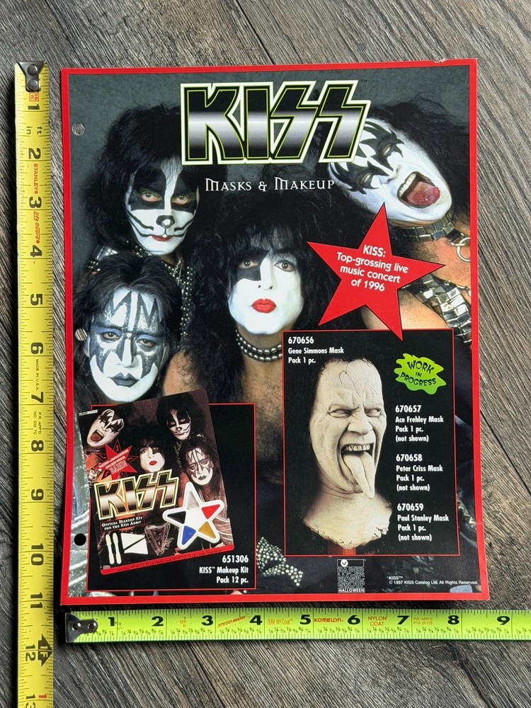 KISS Ad Flyer Makeup Kit Prototype Gene Mask PaperMagic Vintage Kiss Memorabilia