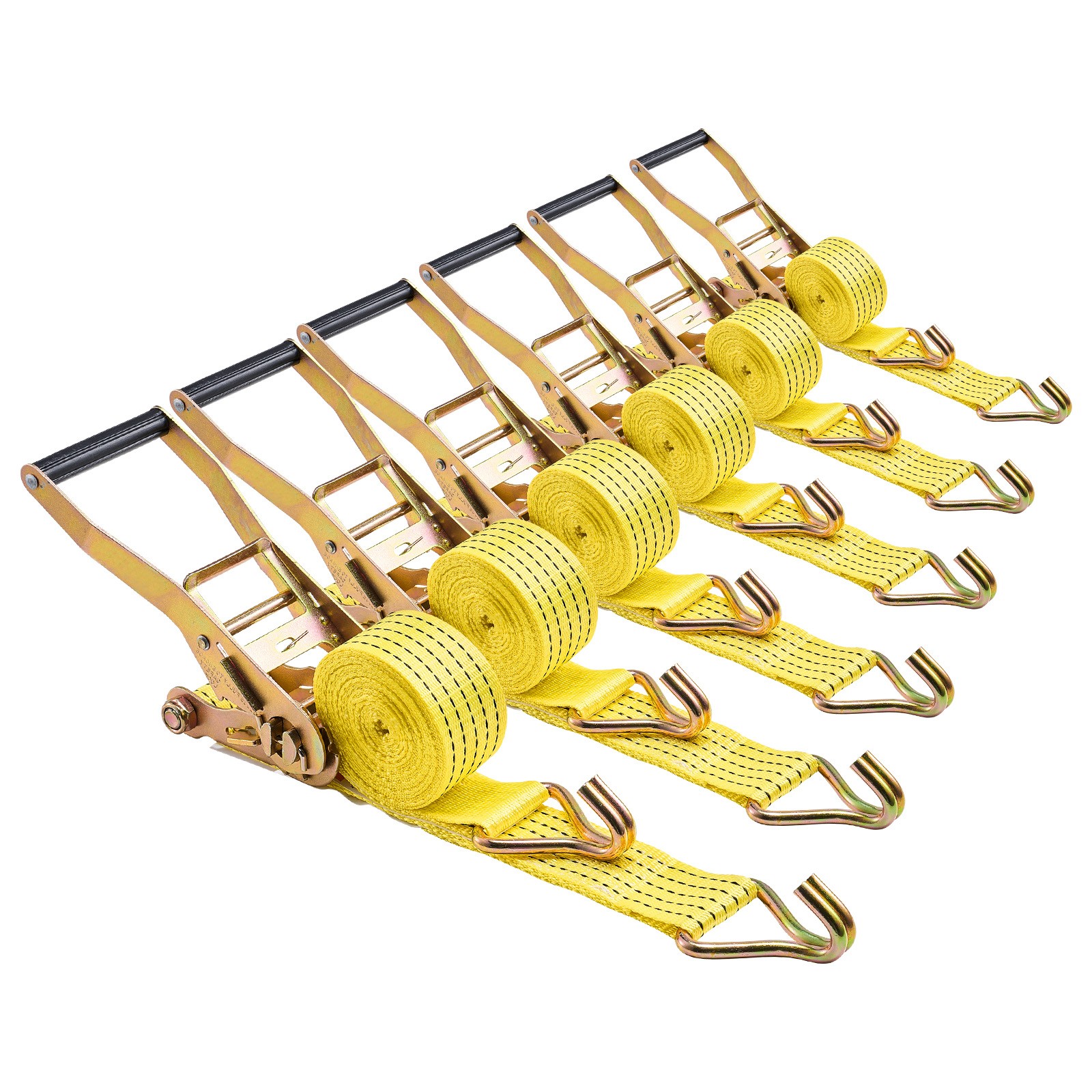 Uimoso 6 Pack  Ratchet Straps 2" x 15' with Double J Hooks, 5000 lbs Capacity