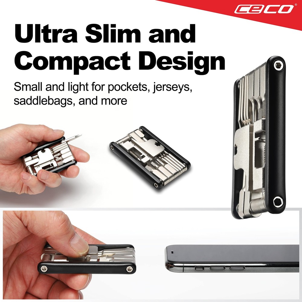 17 Function Bicycle Multi Tool With Chain Breaker Maintenance Repair Black