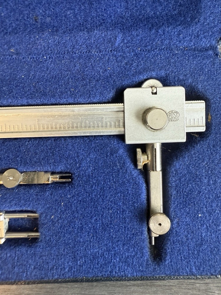 Teledyne Post Beam Compass Drafting Tool Set Original Case Germany 38JC-060