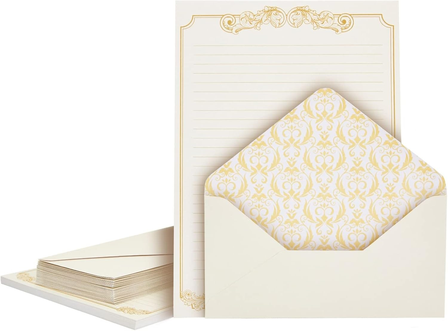 Letter Writing Paper & Envelopes Set - 60 Vintage Lined Stationery Sheets (7.2 i
