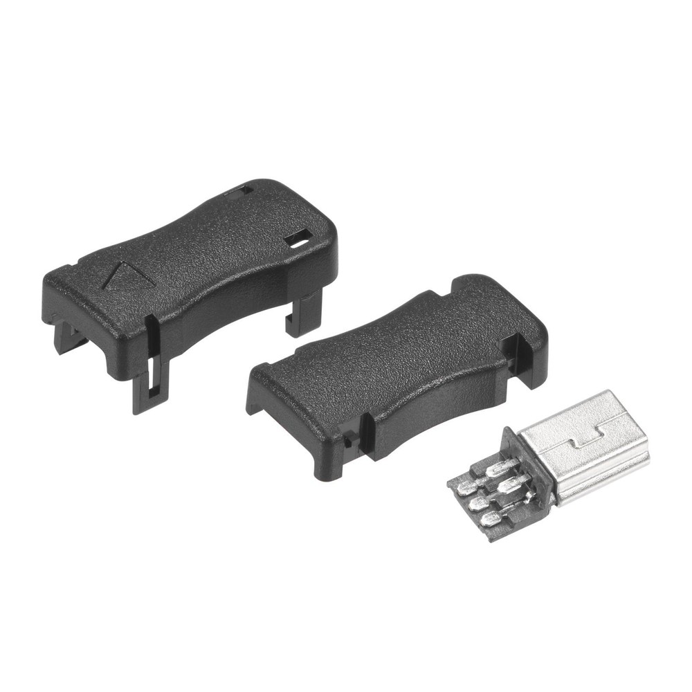 Mini USB 5 Pin DIY Connector Type Mini B Male Plug with Plastic Shell 15pcs