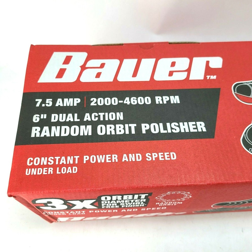 Bauer 20MM 6" 7.5 Amp Dual Action Random Orbit Polisher Buffer Variable Speed
