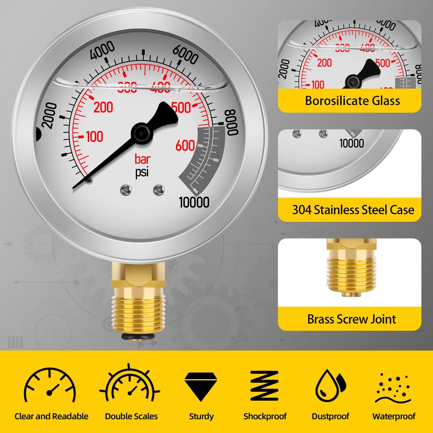 60Mpa Hydraulic Pressure Test Kit 5 Gauges 13 Couplings 14 Tee Connectors 5 Hose